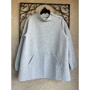 Soft Surroundings High Neck Pullover Quilted Sweater - Large - Gray